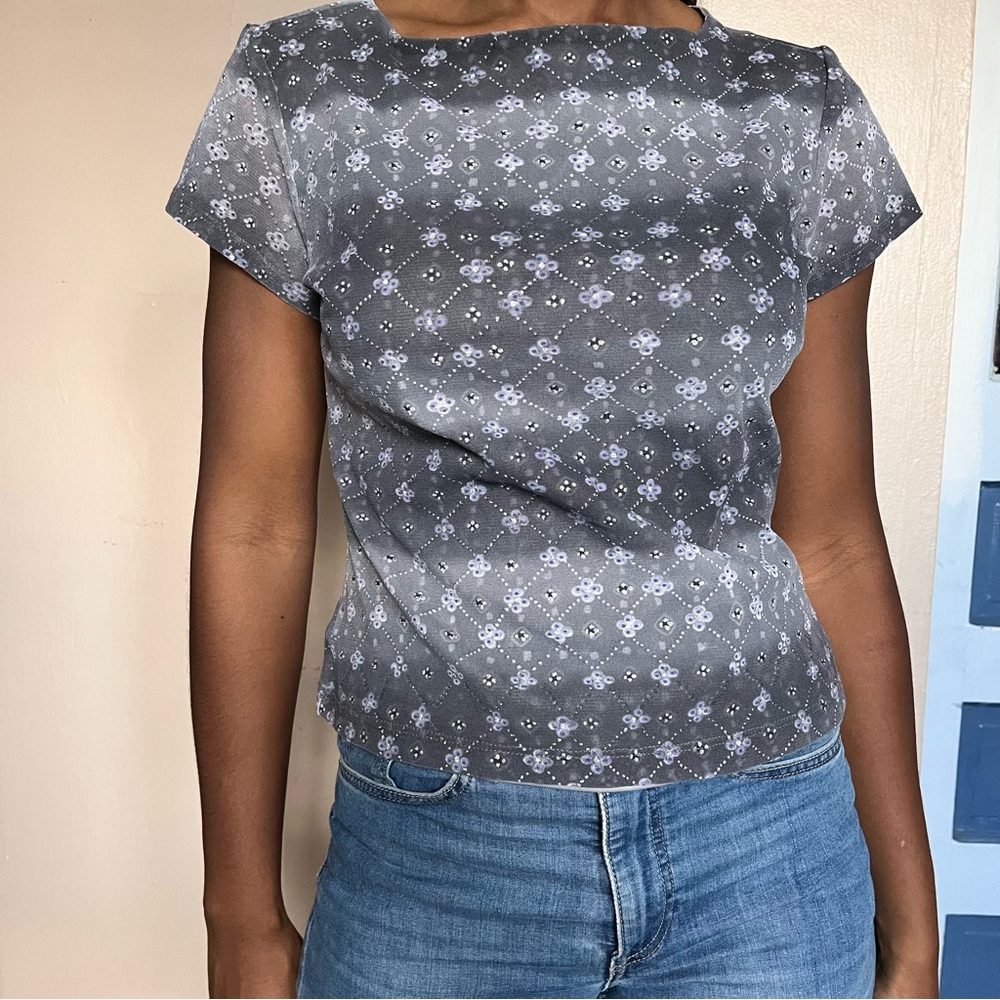 Necessary Objects Y2k fairy grunge whimsy glitter floral sheer top